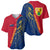Turks and Caicos Islands Baseball Jersey with Yellow Hawk Outline and Red Blue Crest Design - Wonder Print Shop