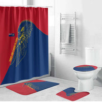 Turks and Caicos Islands Bathroom Set with Yellow Hawk Outline and Red Blue Crest Design - Wonder Print Shop