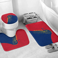 Turks and Caicos Islands Bathroom Set with Yellow Hawk Outline and Red Blue Crest Design - Wonder Print Shop