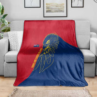 Turks and Caicos Islands Blanket with Yellow Hawk Outline and Red Blue Crest Design - Wonder Print Shop