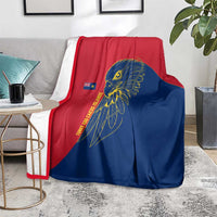 Turks and Caicos Islands Blanket with Yellow Hawk Outline and Red Blue Crest Design - Wonder Print Shop