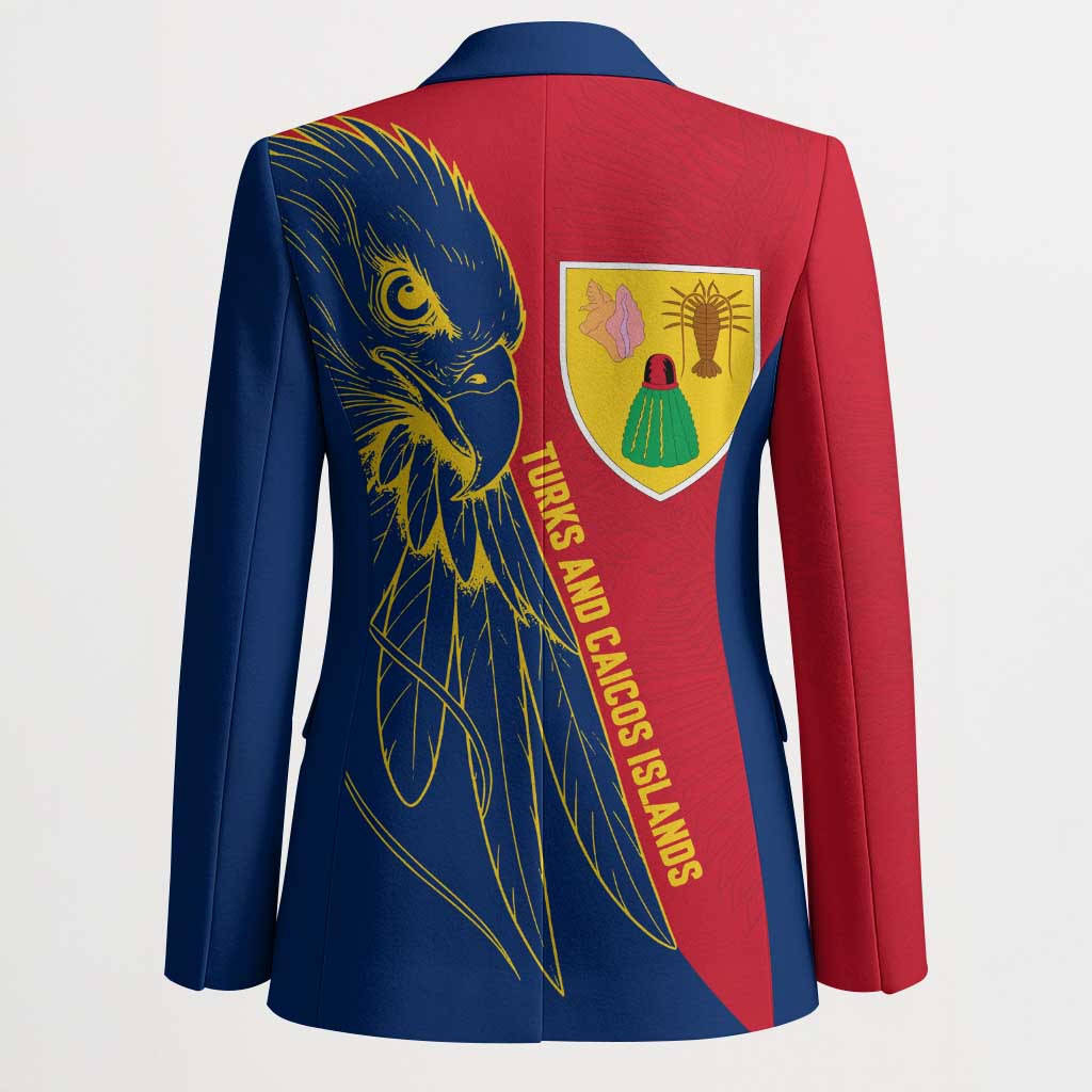 Turks and Caicos Islands Blazer with Yellow Hawk Outline and Red Blue Crest Design - Wonder Print Shop