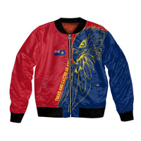 Turks and Caicos Islands Bomber Jacket with Yellow Hawk Outline and Red Blue Crest Design - Wonder Print Shop