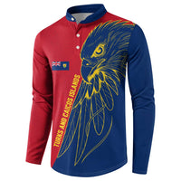 Turks and Caicos Islands Button Sweatshirt with Yellow Hawk Outline and Red Blue Crest Design - Wonder Print Shop