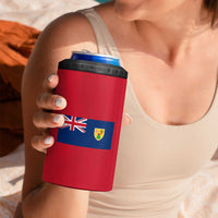 Turks and Caicos Islands 4 in 1 Can Cooler Tumbler with Yellow Hawk Outline and Red Blue Crest Design - Wonder Print Shop