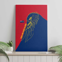 Turks and Caicos Islands Canvas Wall Art with Yellow Hawk Outline and Red Blue Crest Design - Wonder Print Shop