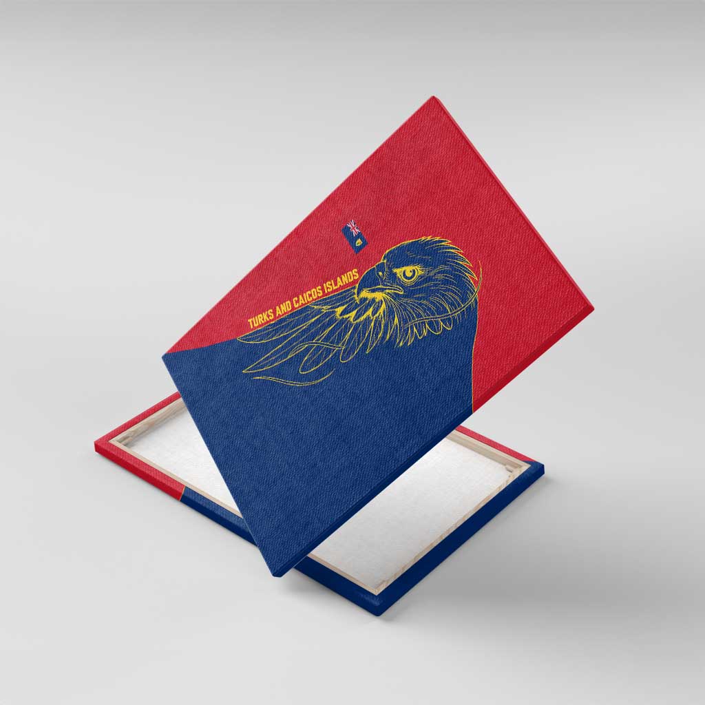 Turks and Caicos Islands Canvas Wall Art with Yellow Hawk Outline and Red Blue Crest Design - Wonder Print Shop