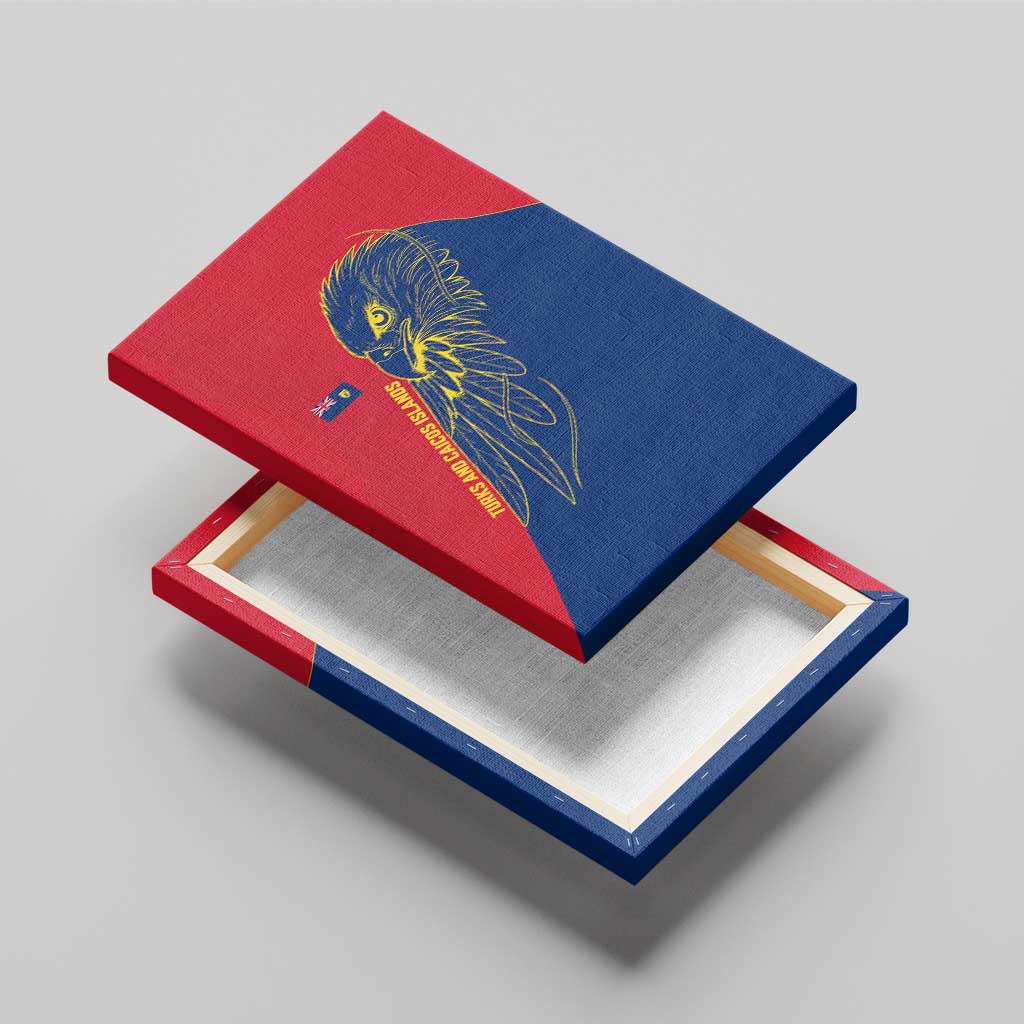 Turks and Caicos Islands Canvas Wall Art with Yellow Hawk Outline and Red Blue Crest Design - Wonder Print Shop
