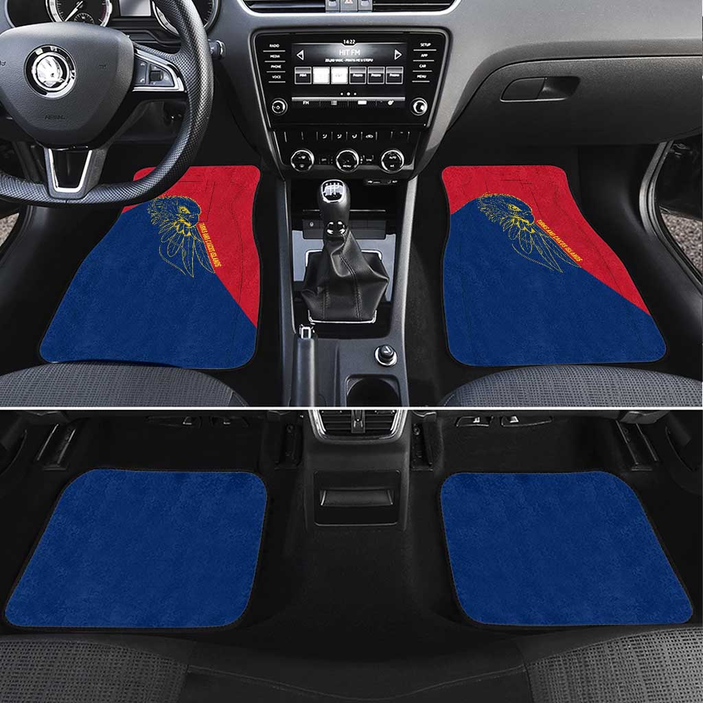 Turks and Caicos Islands Car Mats with Yellow Hawk Outline and Red Blue Crest Design - Wonder Print Shop