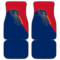 Turks and Caicos Islands Car Mats with Yellow Hawk Outline and Red Blue Crest Design - Wonder Print Shop