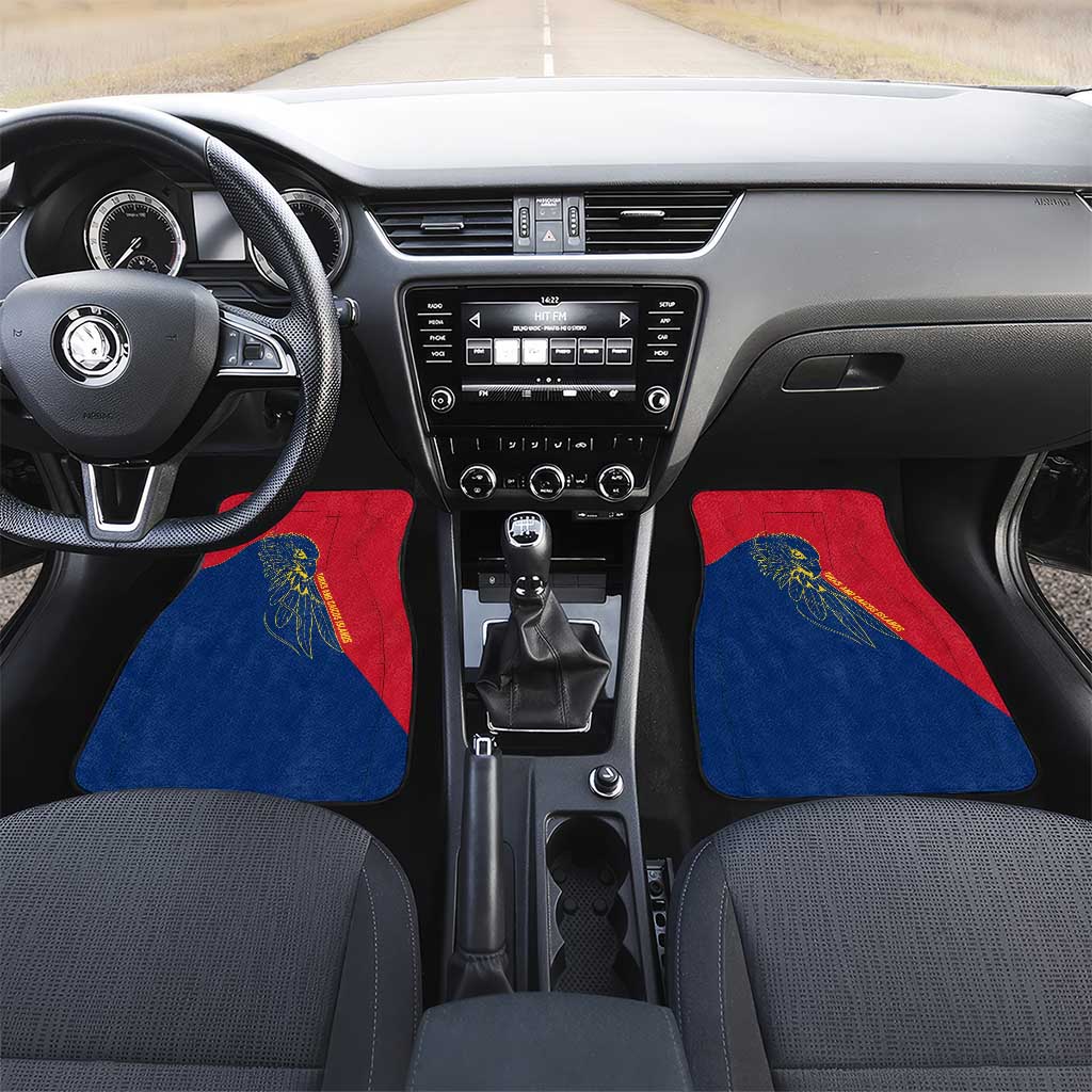 Turks and Caicos Islands Car Mats with Yellow Hawk Outline and Red Blue Crest Design - Wonder Print Shop