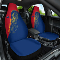 Turks and Caicos Islands Car Seat Cover with Yellow Hawk Outline and Red Blue Crest Design - Wonder Print Shop