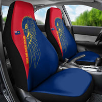 Turks and Caicos Islands Car Seat Cover with Yellow Hawk Outline and Red Blue Crest Design - Wonder Print Shop