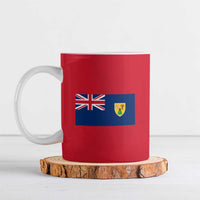 Turks and Caicos Islands Ceramic Mug with Yellow Hawk Outline and Red Blue Crest Design - Wonder Print Shop