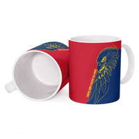 Turks and Caicos Islands Ceramic Mug with Yellow Hawk Outline and Red Blue Crest Design - Wonder Print Shop