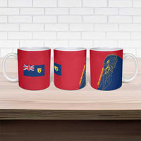 Turks and Caicos Islands Ceramic Mug with Yellow Hawk Outline and Red Blue Crest Design - Wonder Print Shop