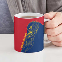 Turks and Caicos Islands Ceramic Mug with Yellow Hawk Outline and Red Blue Crest Design - Wonder Print Shop