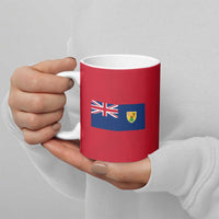 Turks and Caicos Islands Ceramic Mug with Yellow Hawk Outline and Red Blue Crest Design - Wonder Print Shop