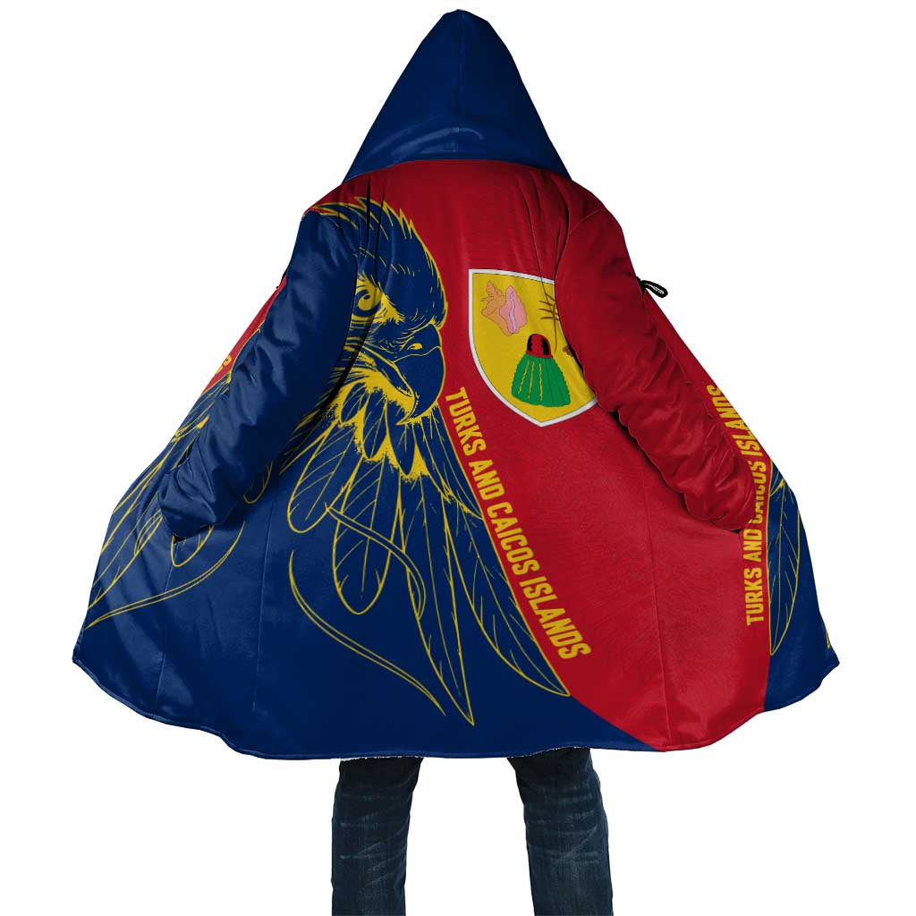 Turks and Caicos Islands Cloak with Yellow Hawk Outline and Red Blue Crest Design - Wonder Print Shop