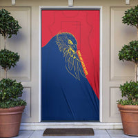 Turks and Caicos Islands Door Cover with Yellow Hawk Outline and Red Blue Crest Design - Wonder Print Shop