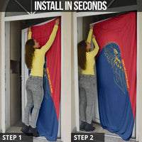 Turks and Caicos Islands Door Cover with Yellow Hawk Outline and Red Blue Crest Design - Wonder Print Shop