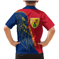 Turks and Caicos Islands Family Matching Mermaid Dress and Hawaiian Shirt with Yellow Hawk Outline and Red Blue Crest Design - Wonder Print Shop