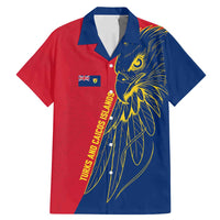 Turks and Caicos Islands Family Matching Mermaid Dress and Hawaiian Shirt with Yellow Hawk Outline and Red Blue Crest Design - Wonder Print Shop