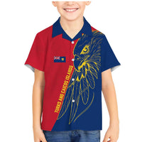 Turks and Caicos Islands Family Matching Mermaid Dress and Hawaiian Shirt with Yellow Hawk Outline and Red Blue Crest Design - Wonder Print Shop