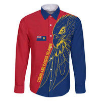 Turks and Caicos Islands Family Matching Puletasi and Hawaiian Shirt with Yellow Hawk Outline and Red Blue Crest Design - Wonder Print Shop