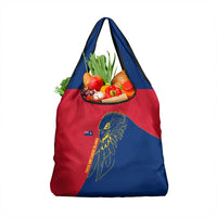 Turks and Caicos Islands Grocery Bag with Yellow Hawk Outline and Red Blue Crest Design - Wonder Print Shop
