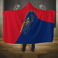 Turks and Caicos Islands Hooded Blanket with Yellow Hawk Outline and Red Blue Crest Design - Wonder Print Shop