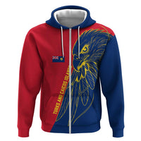 Turks and Caicos Islands Hoodie with Yellow Hawk Outline and Red Blue Crest Design - Wonder Print Shop