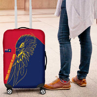 Turks and Caicos Islands Luggage Cover with Yellow Hawk Outline and Red Blue Crest Design - Wonder Print Shop