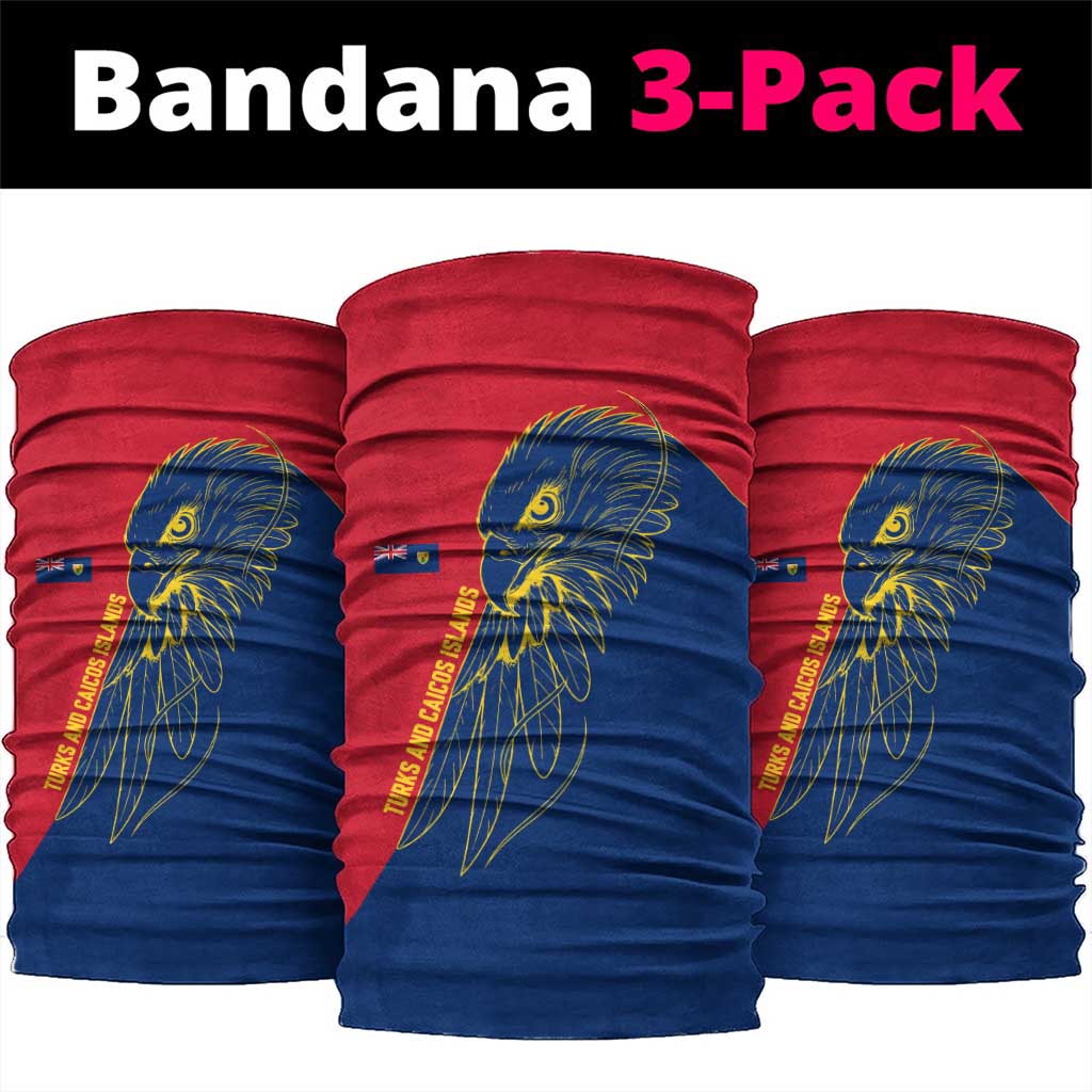Turks and Caicos Islands Neck Gaiter with Yellow Hawk Outline and Red Blue Crest Design - Wonder Print Shop