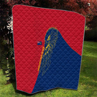 Turks and Caicos Islands Quilt with Yellow Hawk Outline and Red Blue Crest Design - Wonder Print Shop