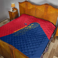 Turks and Caicos Islands Quilt with Yellow Hawk Outline and Red Blue Crest Design - Wonder Print Shop