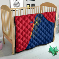 Turks and Caicos Islands Quilt with Yellow Hawk Outline and Red Blue Crest Design - Wonder Print Shop