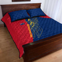 Turks and Caicos Islands Quilt Bed Set with Yellow Hawk Outline and Red Blue Crest Design - Wonder Print Shop