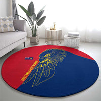 Turks and Caicos Islands Round Carpet with Yellow Hawk Outline and Red Blue Crest Design - Wonder Print Shop