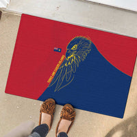 Turks and Caicos Islands Rubber Doormat with Yellow Hawk Outline and Red Blue Crest Design - Wonder Print Shop