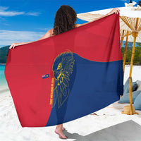 Turks and Caicos Islands Sarong with Yellow Hawk Outline and Red Blue Crest Design - Wonder Print Shop
