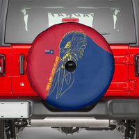 Turks and Caicos Islands Spare Tire Cover with Yellow Hawk Outline and Red Blue Crest Design - Wonder Print Shop