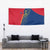 Turks and Caicos Islands Tapestry with Yellow Hawk Outline and Red Blue Crest Design - Wonder Print Shop