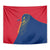 Turks and Caicos Islands Tapestry with Yellow Hawk Outline and Red Blue Crest Design - Wonder Print Shop
