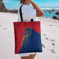 Turks and Caicos Islands Tote Bag with Yellow Hawk Outline and Red Blue Crest Design - Wonder Print Shop
