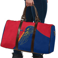 Turks and Caicos Islands Travel Bag with Yellow Hawk Outline and Red Blue Crest Design - Wonder Print Shop