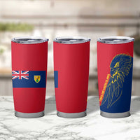 Turks and Caicos Islands Tumbler Cup with Yellow Hawk Outline and Red Blue Crest Design - Wonder Print Shop