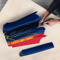 Turks and Caicos Islands Umbrella with Yellow Hawk Outline and Red Blue Crest Design - Wonder Print Shop