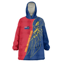 Turks and Caicos Islands Wearable Blanket Hoodie with Yellow Hawk Outline and Red Blue Crest Design - Wonder Print Shop