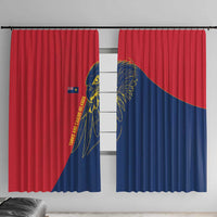 Turks and Caicos Islands Window Curtain with Yellow Hawk Outline and Red Blue Crest Design - Wonder Print Shop